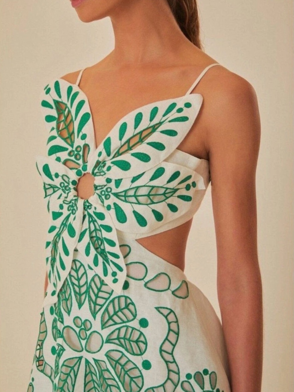 Farm Rio Flower Richelieu Eyelet Maxi Dress size large - Picture 10 of 13